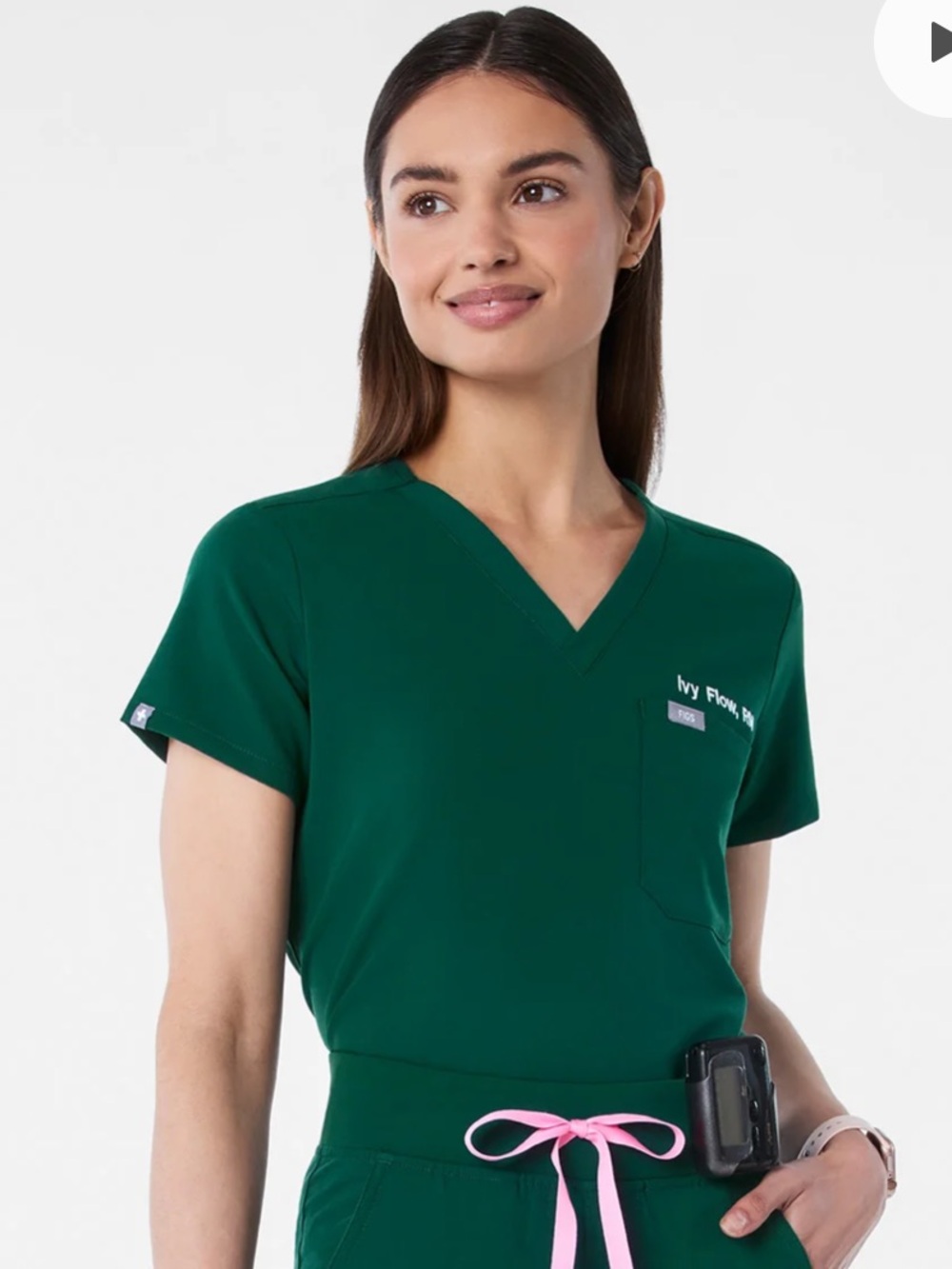 FIGS Forest Green V-Neck Catarina Scrub Top